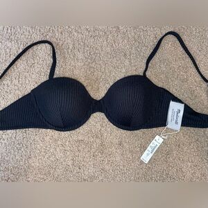 Madewell Black Ribbed Swim Top